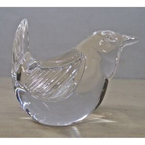 Steuben 2 1/2" Clear Glass Song Bird Paperweight with Wings Extended